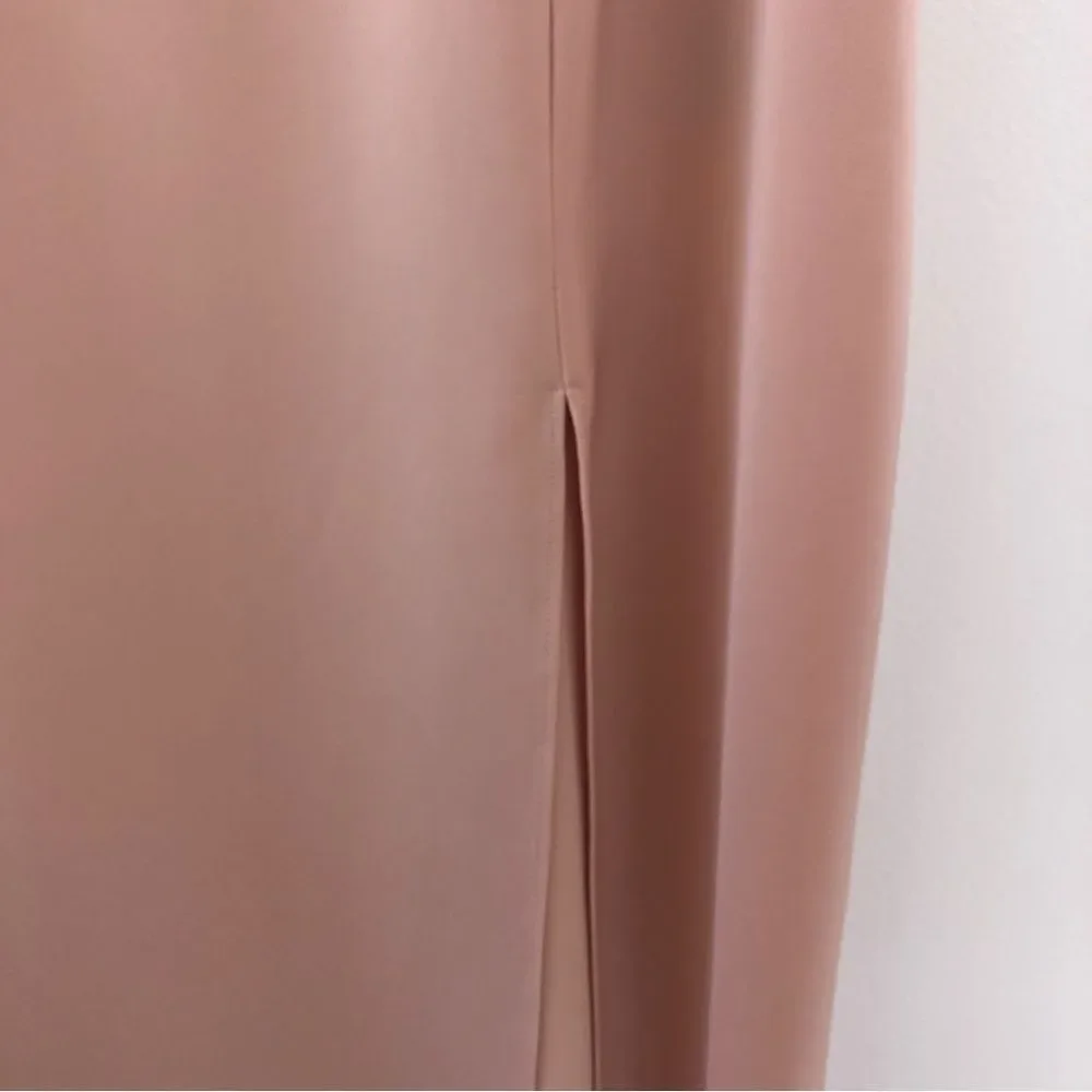 NBD REVOLVE Lila Gown in Champagne Satin Slip Draped Maxi Column Leg Slit S - Picture 9 of 13